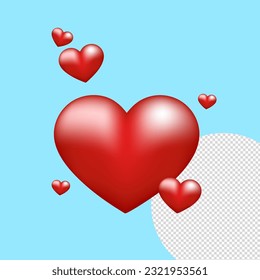 vector 3d de corazón rojo realista

