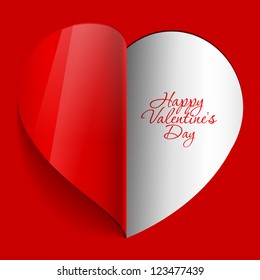 Realistic Red Heart cut out of paper. Valentine's day or Wedding vector background