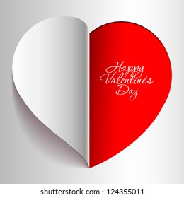 Realistic Red Heart cut out of paper. Valentine's day or Wedding vector background