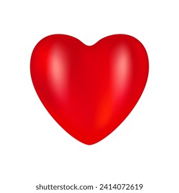 Realistic red heart icon. 3D heart shape. Vector illustration EPS 10. Luxury symbol of love. Gold decorative design element for Valentines Day, wedding card, invitation. Isolated on white background.
