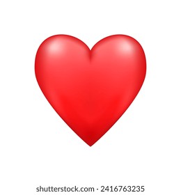 Realistic red heart icon. 3D heart shape. Vector illustration EPS 10. Luxury symbol of love. Gold decorative design element for Valentines Day, wedding card, invitation. Isolated on white background.