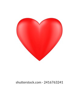 Realistic red heart icon. 3D heart shape. Vector illustration EPS 10. Luxury symbol of love. Gold decorative design element for Valentines Day, wedding card, invitation. Isolated on white background.
