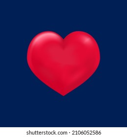 Realistic red heart on blue background. Vector illustration