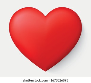 Realistic red heart with shadow - stock vector.