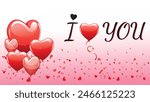 realistic red heart shaped balloons with i love you text, balloons on gradient pink and white background. used on Party decorations for married, couple love or Valentine's Day