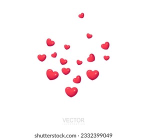 Realistic Red hearts. Heart made of small hearts. Vector. Illustration