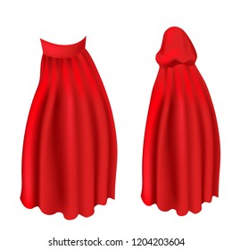 realistic red hooded cloak, vector illustration isolated on white background vector
