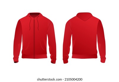 Realistic Red Hoodie Vector Mockup Design