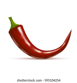 Realistic Red Hot Pepper Spice Organic Fresh Food Closeup for Web Design. Vector illustration