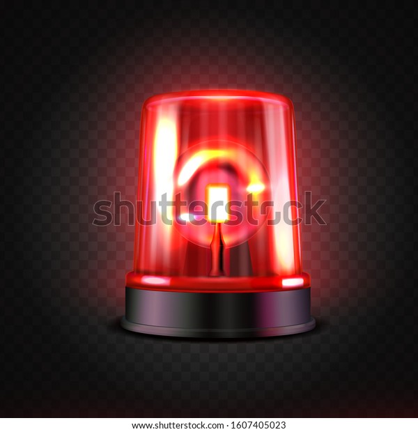 Realistic red led flasher. Red lights.
Transparent beacon for emergency
situations.