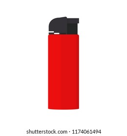 Realistic Red Lighter. White background. Vector illustration. EPS 10.