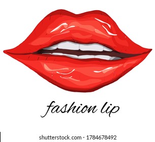 realistische, rote Lippen einzeln auf weißem Hintergrund. eine handgezeichnete Zeichnung im Doodle-Stil. ein Objekt zum Drucken, Design und Ihre Ideen.