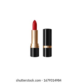 Realistic, red lipsticks. 3D vector illustration of lipstick