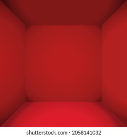 Realistic red luxury empty space of the square box