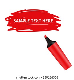 Realistic Red Marker On White Background. Vector Illustration