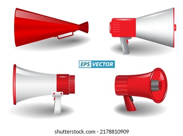 realistic red megaphone horn loudspeaker 