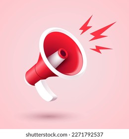 Realistic Red Megaphone Vector Illustration