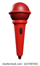 realistic red microphone audio song icon 3d render design