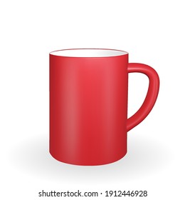 Realistic red mug on a white background. 3D rendering. Vector Illustration. EPS10