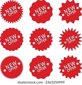 
Realistic red new offer tags vector art