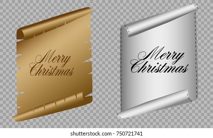 Realistic Red paper banners set. Merry Christmas. Vector illustration
