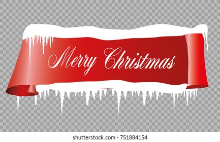Realistic Red paper banners set. Merry Christmas. Vector illustration