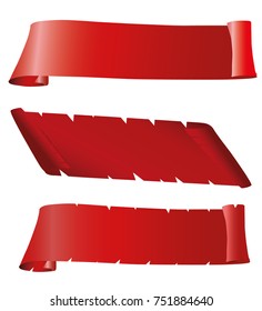 Realistic Red paper banners set. Merry Christmas. Vector illustration