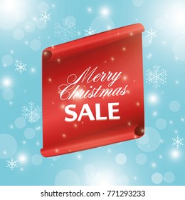 Realistic Red paper banners set. Merry Christmas. Vector illustration
