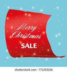 Realistic Red paper banners set. Merry Christmas. Vector illustration