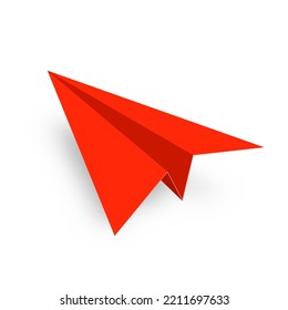 Realistic red paper planes collection. Handmade origami aircraft in flat style. Paper toy for a child. Business concept element, project startup and goal achievement. Vector illustration