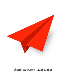 Realistic red paper planes collection. Handmade origami aircraft in flat style. Paper toy for a child. Business concept element, project startup and goal achievement. Vector illustration