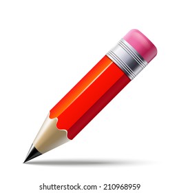 Realistic red Pencil isolated on white background. Vector EPS10 illustration.