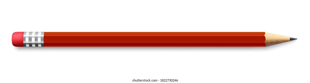 Realistischer roter Stift mit einem roten Kautschuk auf weißem Hintergrund - Vektorgrafik
