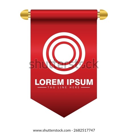 Realistic red pennant flags mockup, blank hanging banners with golden tassels, rounded, concave, pointed and double edges. Medieval heraldic ensign templates, canvas
