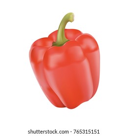 Realistic Red pepper is natural. 3D red pepper vegetable. Pepper for the farm market, prescription recipe for vegetarian salads. Red natural pepper pod realistic image vector illustration.