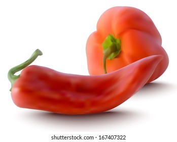 peppers rojos realistas - ilustración vectorial
