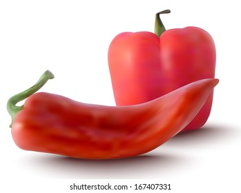 peppers rojos realistas - ilustración vectorial