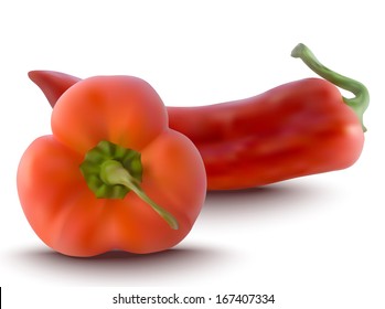realistic red peppers - vector illustration