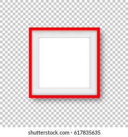 Realistic red photo frame. Vector illustration