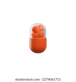 Realistic red pill, medical capsule - 3d vector illustration isolated on white background. 3D render of painkiller, antibiotic or vitamin pill. Concepts of healthcare, pharmacy and medication.