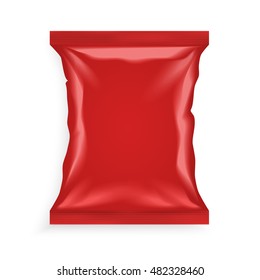 Realistic red plastic bag with shadows and highlights isolated on white background vector illustration