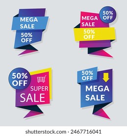 Realistic red price tags collection. Special offer or shopping discount label. Retail paper sticker. Promotional sale badge. Vector illustration.