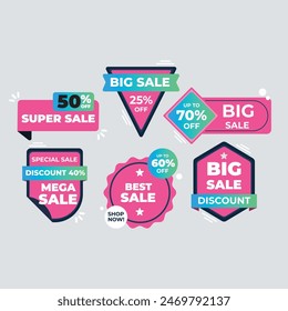Realistic red price tags collection. Special offer or shopping discount label. Retail paper sticker. Promotional sale badge. Vector illustration.