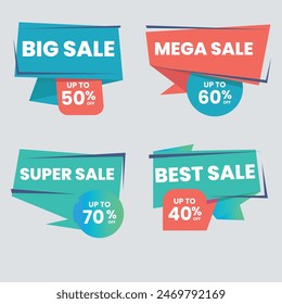 Realistic red price tags collection. Special offer or shopping discount label. Retail paper sticker. Promotional sale badge. Vector illustration.