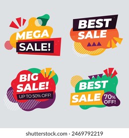 Realistic red price tags collection. Special offer or shopping discount label. Retail paper sticker. Promotional sale badge. Vector illustration.