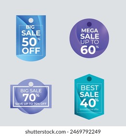 Realistic red price tags collection. Special offer or shopping discount label. Retail paper sticker. Promotional sale badge. Vector illustration.