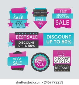 Realistic red price tags collection. Special offer or shopping discount label. Retail paper sticker. Promotional sale badge. Vector illustration.