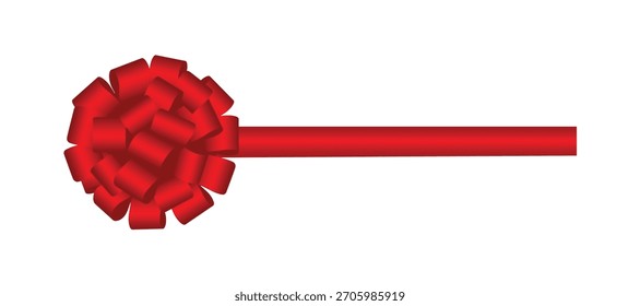 Um arco de fita vermelho realista. Vetor decorativo brilhante presente vermelho fita elemento de design.