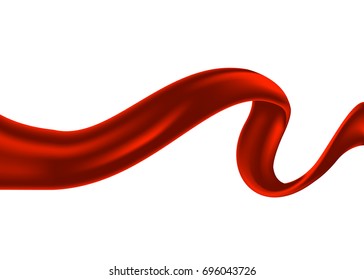 Realistic Red Ribbon In Wavy Position