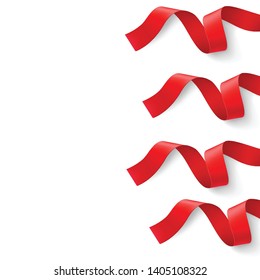 Realistic red ribbon with white background. opening scene, party banner. festive frame design. Invitations, signs, announcements. concept vector illustration.